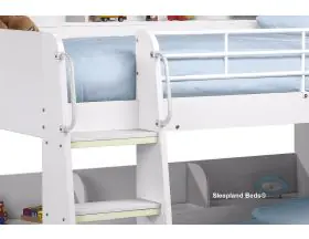 Childrens White Chess Domino Bunk Beds With Shelves - 2