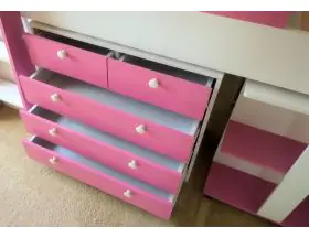 Diva Pink Mid sleeper Bed With Desk And Storage - 3