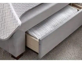 Kaydian Vindolanda Bed Frame With Footend Drawers - Grey Velvet - 4ft6 Double - 4