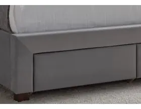 Kaydian Vindolanda Bed Frame With Footend Drawers - Grey Velvet - 4ft6 Double - 1