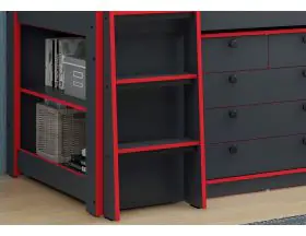 Mayfair Anthracite Grey And Red Mid Sleeper Bed - Storage And Desk - 4