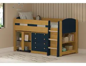 Mayfair Oak and Blue Mid sleeper With Storage And Desk - Single - 2