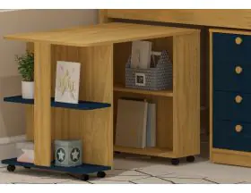Mayfair Oak and Blue Mid sleeper With Storage And Desk - Single - 3