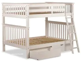 Malvern 4ft Small Double Bunk Bed - White - Double On Top And Lower Bunk - 3