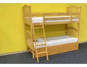 Cosmos Deluxe Maple Wooden Bunk Bed With Trundle - 1
