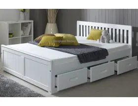 White Double Captains Bed With Six Storage Drawers - 4ft6 Double - 2