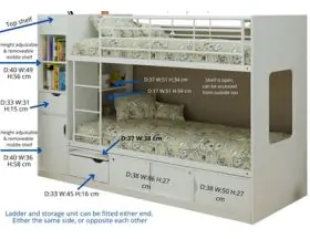 Platinum Storage Bunk Bed In Light Grey - 3ft Single - 5