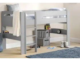 Planet Light Grey Childrens Midsleeper Bed With Shelves - 0
