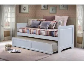 Regal White Wooden Bed Frame With Trundle Guest Bed - 3ft Single - 0