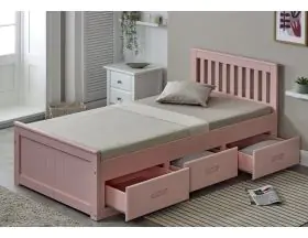 Pink Mission Bed Frame With Storage - 3ft Single - 0