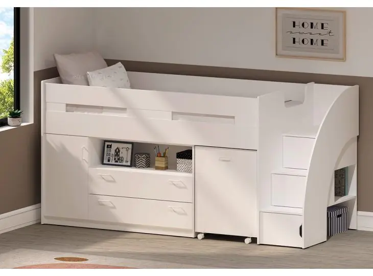 White Cameo Supreme Staicase Midsleeper Bed