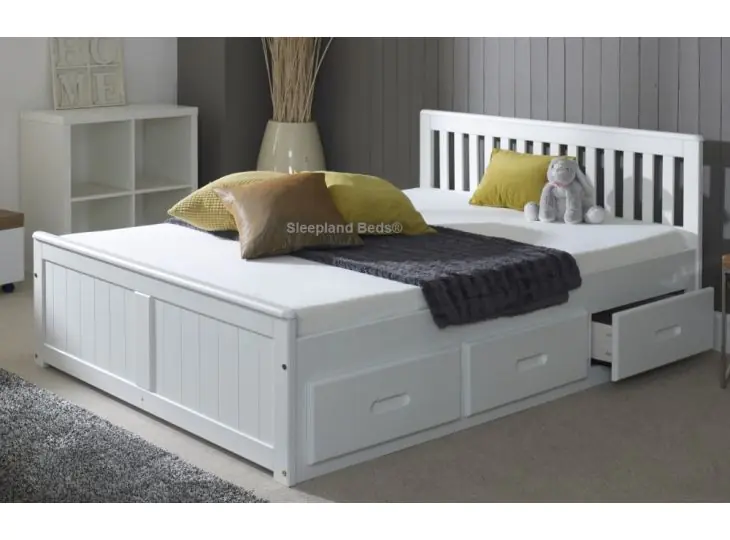 Mission White Solid Wooden Bed Frame