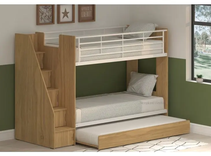 Oak Dynamo Staircase Storage Bunk Bed With Guest Bed