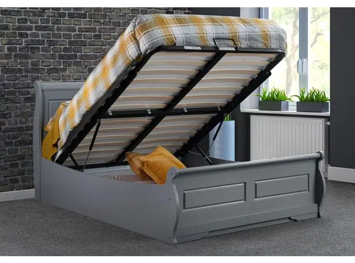 Robin Solid Grey Wooden Lift Up Ottoman Bed Frame - Sweetdreams Duval Storage Bed