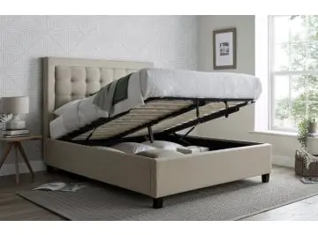 Brandon Ottoman Bed In Oatmeal Fabric - 5ft Kingsize