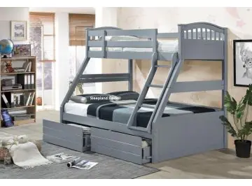 Grey Cosmos Triple Bunk Bed. Exclusive to Sleepland Beds made from solid rubberwood