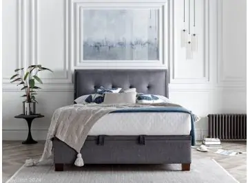 accent vogue grey upholstered ottoman bed