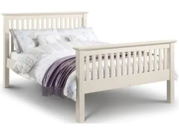 Bacella White Solid Wooden Bed Frame - High Foot End.