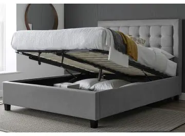 Brandon Ottoman Bed In Grey Linen Fabric - 5ft Kingsize