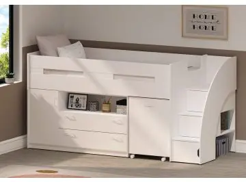 White Cameo Supreme Staicase Midsleeper Bed