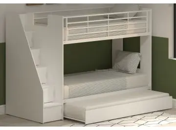 White Cameo Dynamo Staircase Bunk Bed With Guest Bed