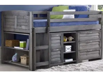 Cozy Solid Pine Grey Midsleeper with built in storage - Lovely Grey Finish