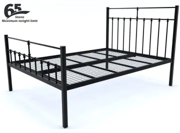Eros Iron Metal Bed Frame - Black - 4ft6 Double