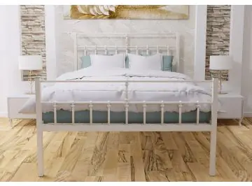 Eros Iron Metal Bed Frame - Ivory Bedstead - 4ft6 Double