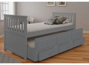 Marcelle Grey Solid Pine Guest Bed - 3 Drawers