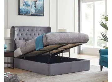 holway grey fabric ottoman bed