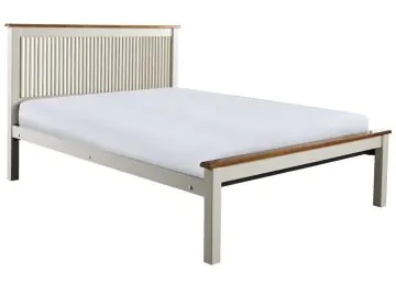 Crowther Beds Hudson Cream Bed Frame. Solid wooden bedstead with low moden footboard
