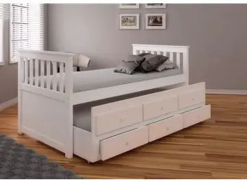 Solid Pine White Wooden Guest Bed