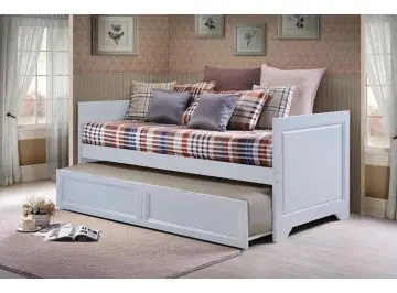 Regal White Wooden Bed Frame With Trundle Guest Bed - 3ft Single