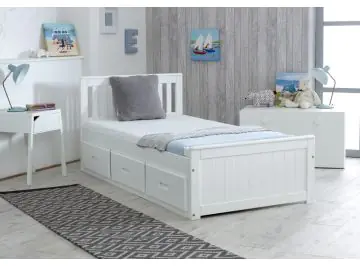 White Single Mission bed