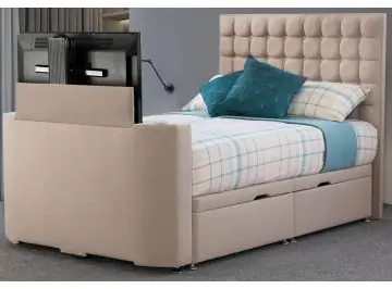Sweetdreams Classic Fabric Tv Bed Frame - Double Upholstered Ultra Tv Bedstead