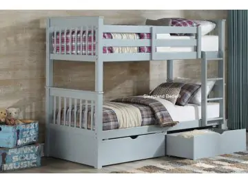 The Thomas Bunks with Underbed Drawers. Made from solid Pine for a great solid sturdy bunk.