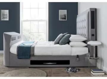 Titan Grey Media Fabric TV Upholstered Superkingsize Bed Frame